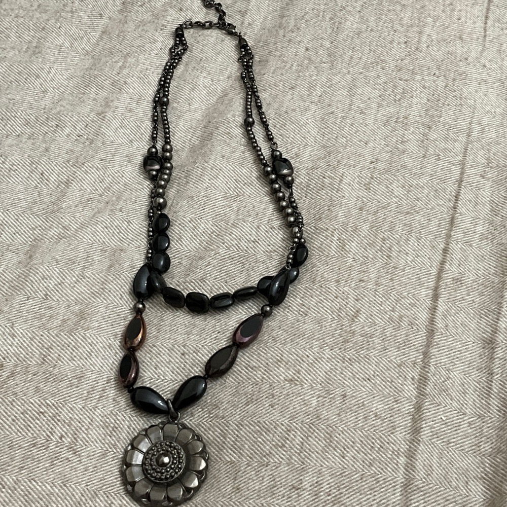 Elegant Black Multi-Strand Pendant Necklace